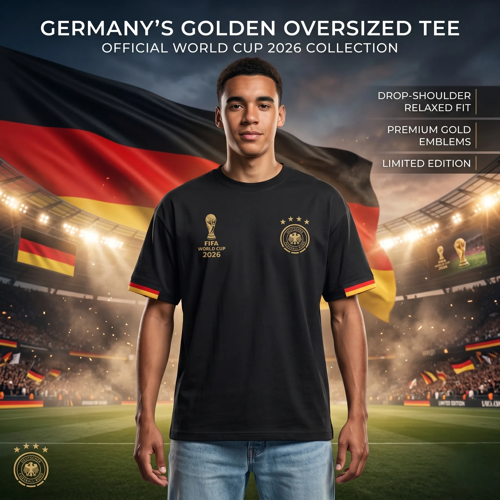 Premium Germany Fan Edition Drop Shoulder Black Color