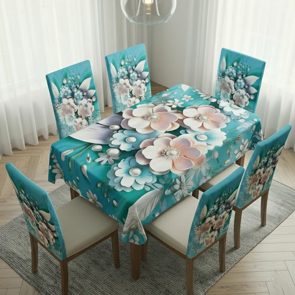 China Premium 3D Print Table Cloth Set