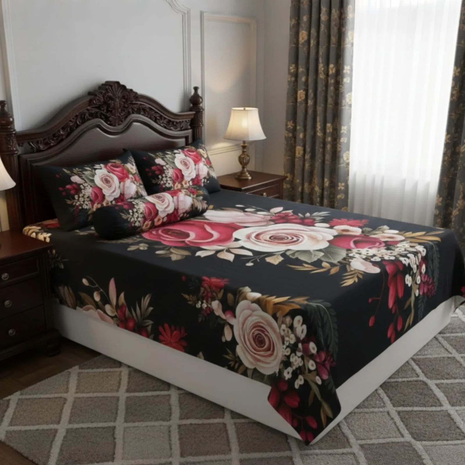 China Premium 3D Design Bed Sheet(red)