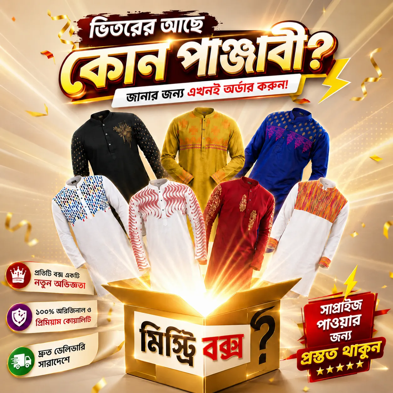 Exclusive Panjabi Mystery Box - Premium Quality & Surprise Designs