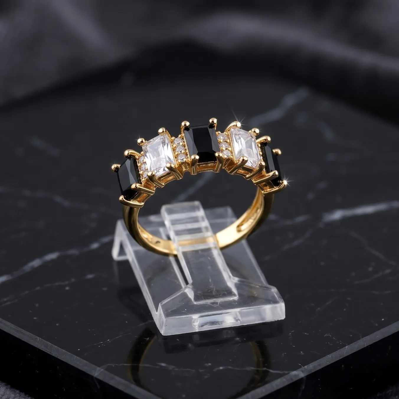 vibrant gold ring adorned with colorful gemstones.