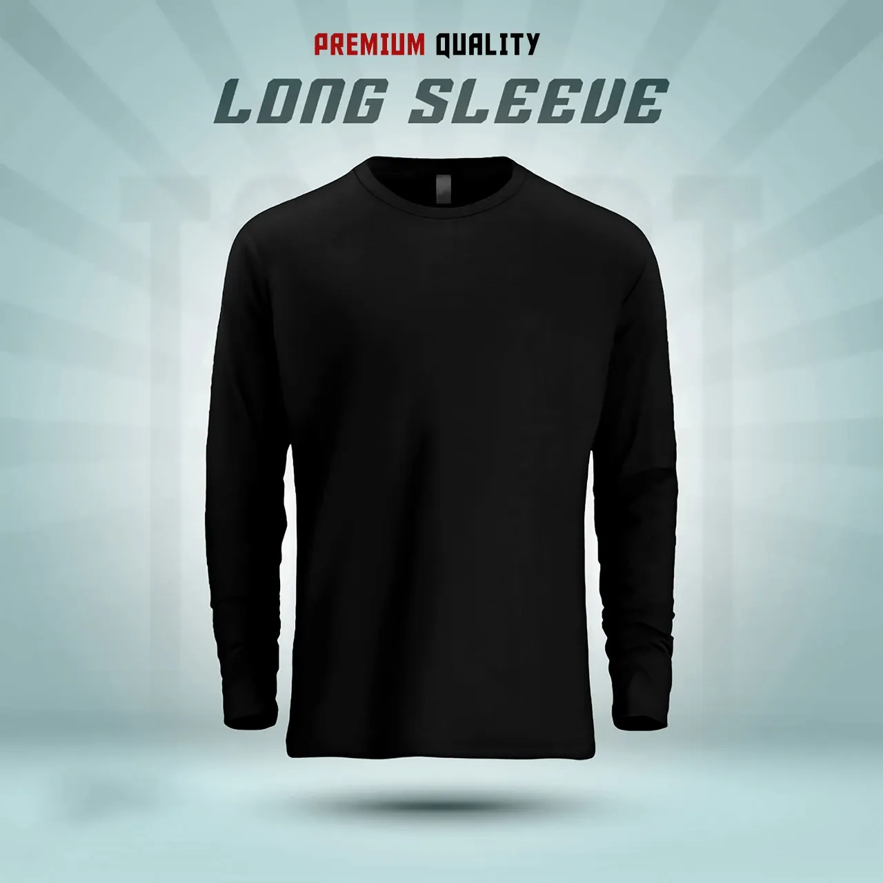 Men's Full Sleeve Solid T-Shirt- Black