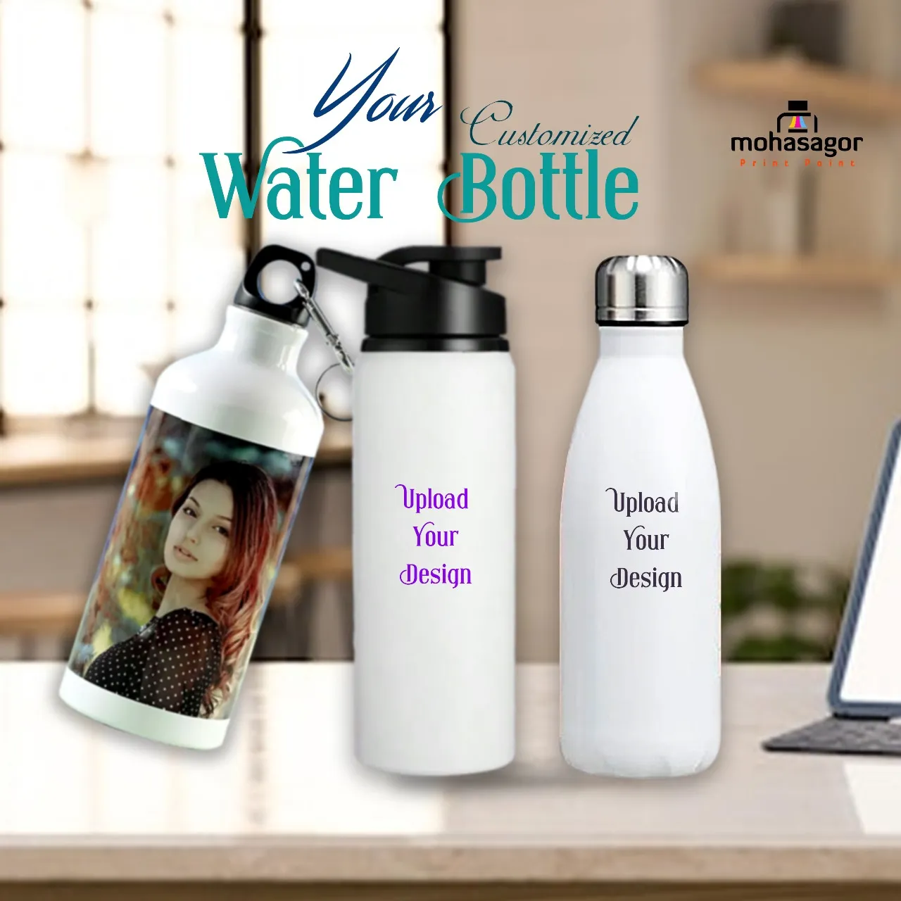 Customizable 500ml White Aluminum Water Bottle – Lightweight Glossy Finish Personalized Sports Bottle with Carton Box