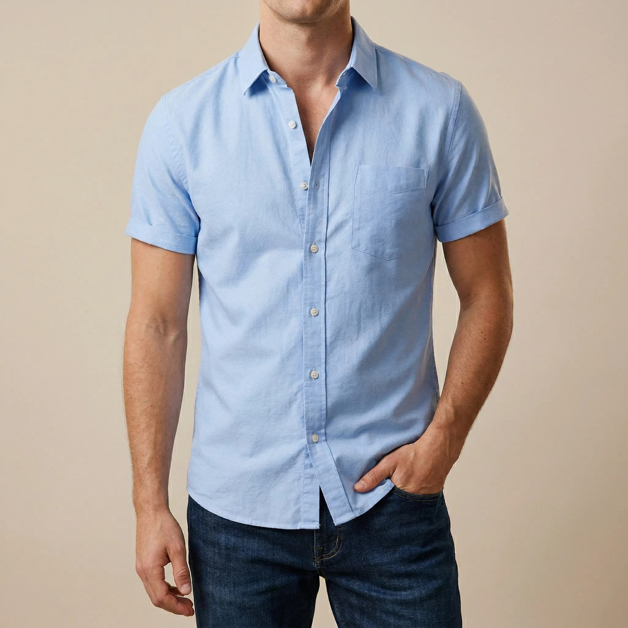 Men's Stylish Half Sleev Casual Solid Shirt  ( SKy )