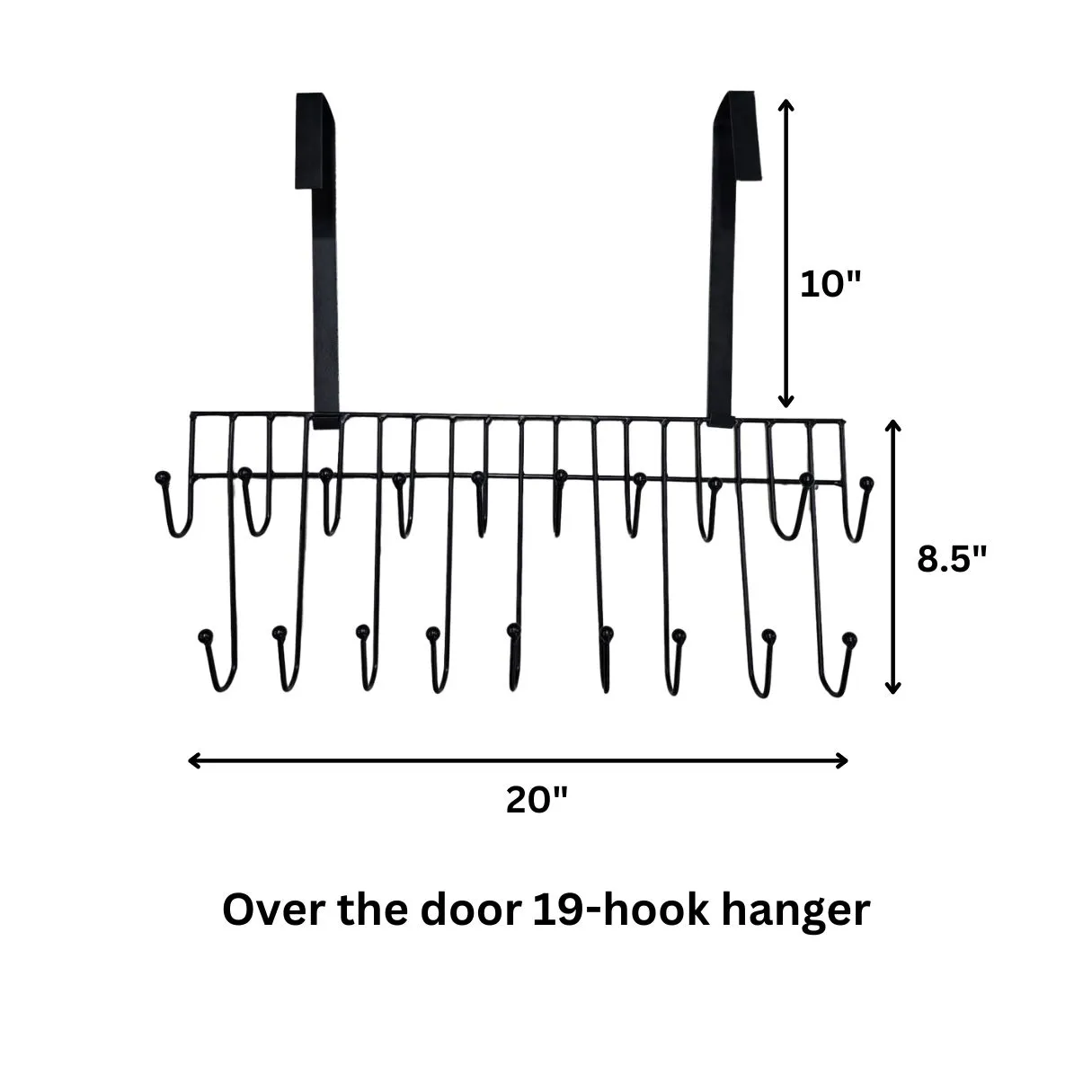 Over The Door 19-Hook Hanger – Heavy-Duty Space-Saving Door Organizer & Rack for Jackets, Hats, Bags & Coats