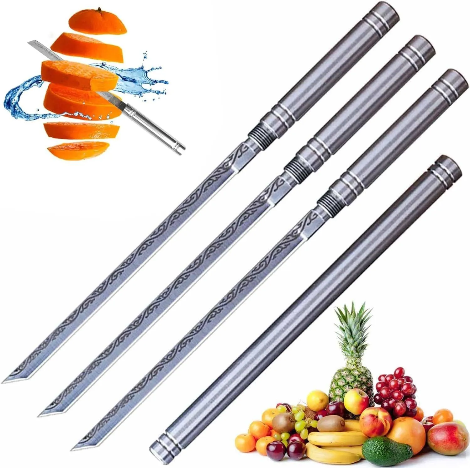 Multipurpose Outdoor Portable Fruit Knife with Sheath – 9-Inch Stainless Steel Mini Stick Knife with Ergonomic Handle for Kitchen, Camping & Fruit Cutting