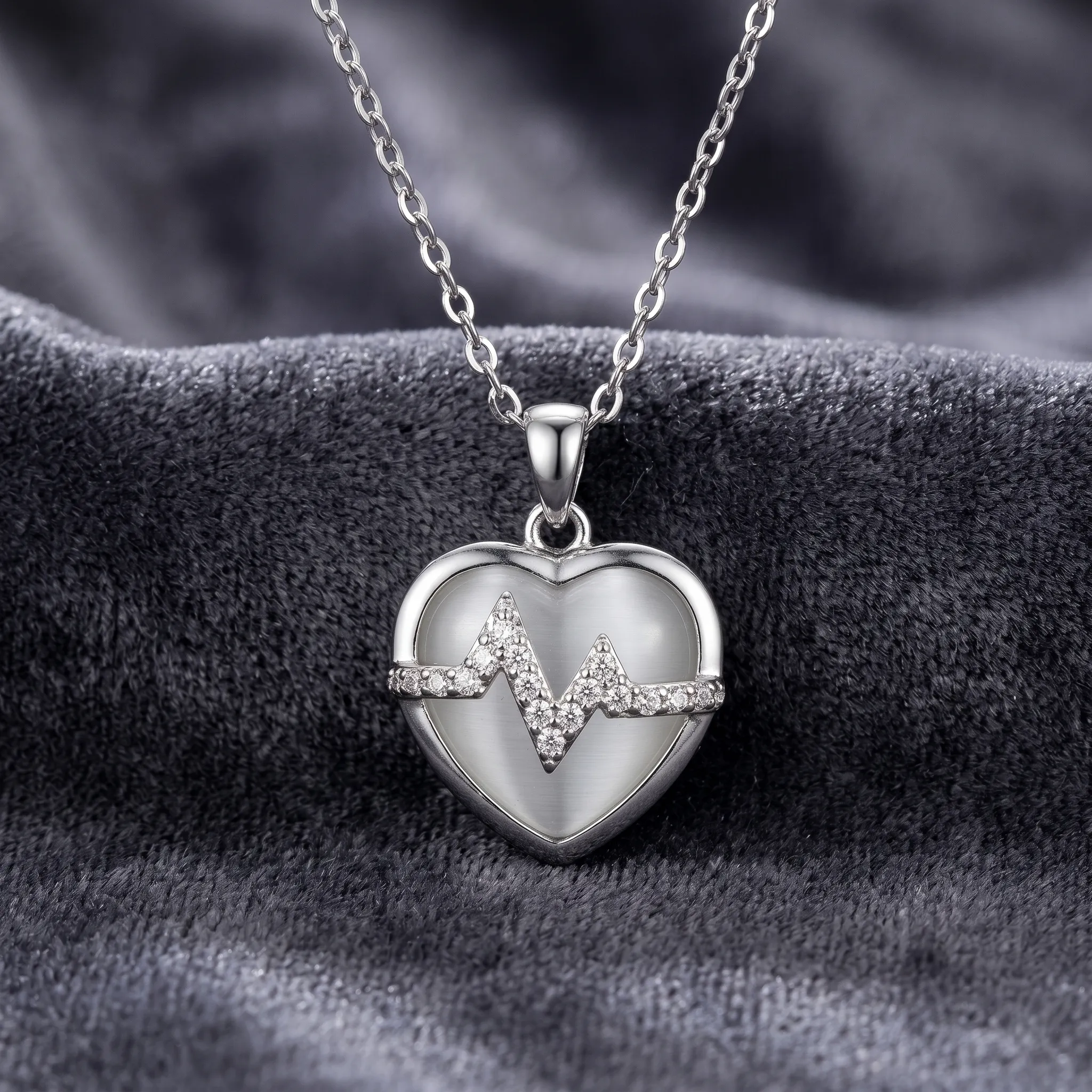 Necklace-Sterling-Heartbeat