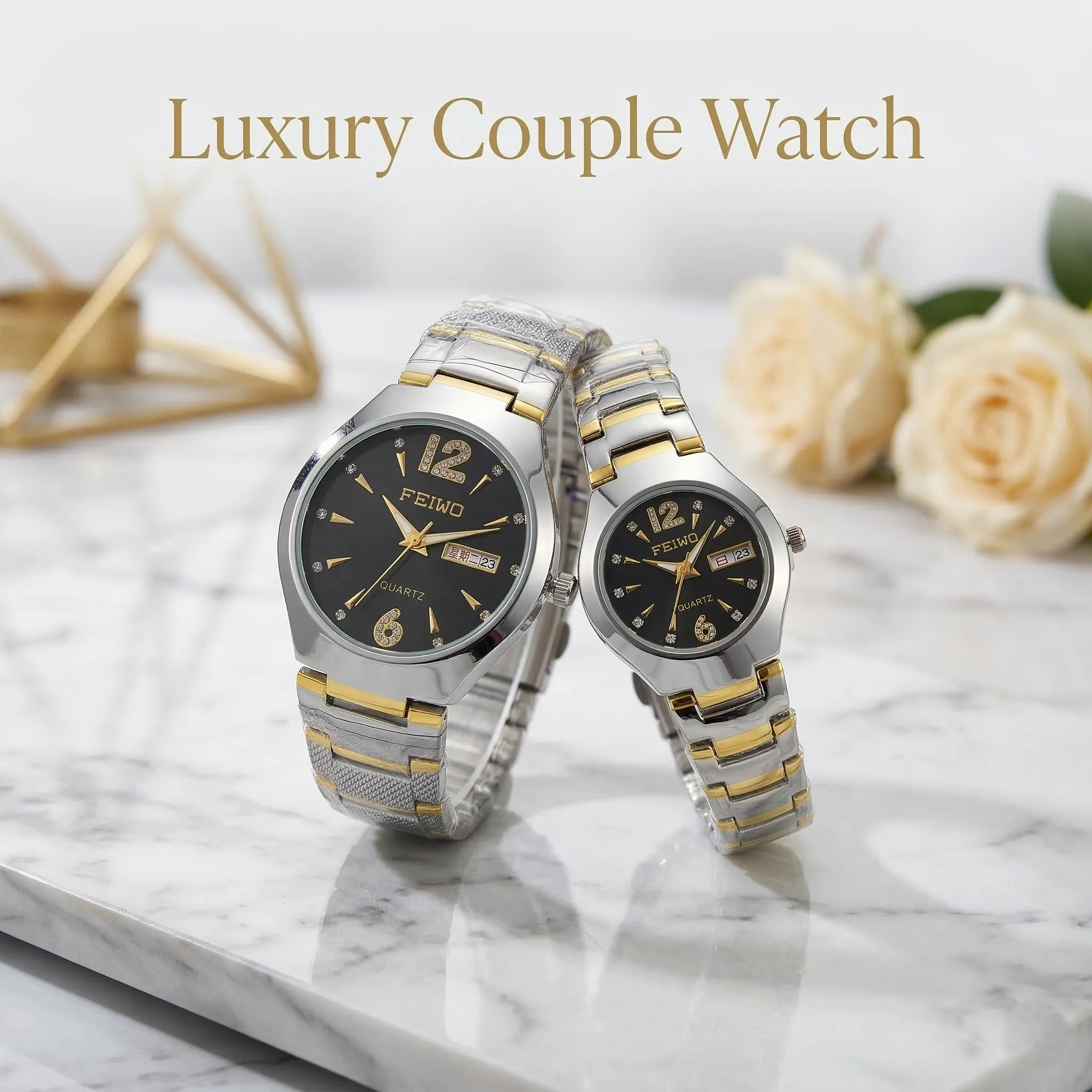 Feiwo  Stainsles Steel Couple Watch