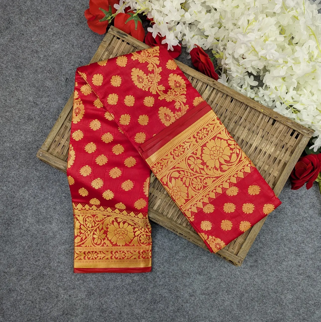 Premium Silk Katan Saree (Ocean Green, Sky Blue, Purple, Red, Green)