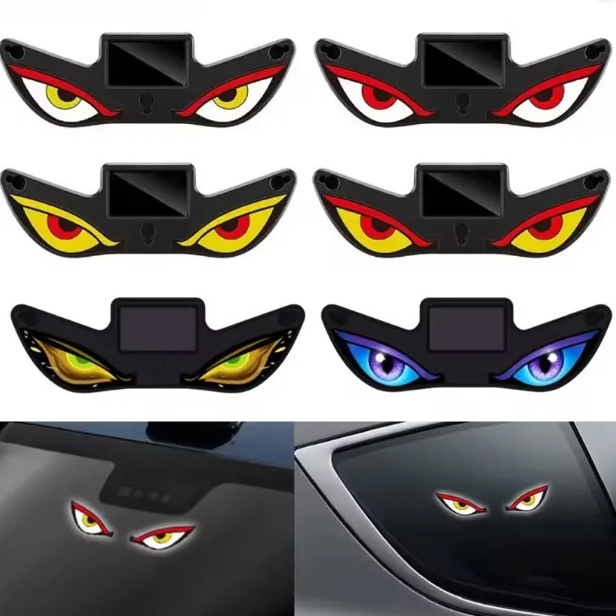 Solar Devil Eyes LED Car/Bike Window Light with Motion Sensor & USB-C Charging