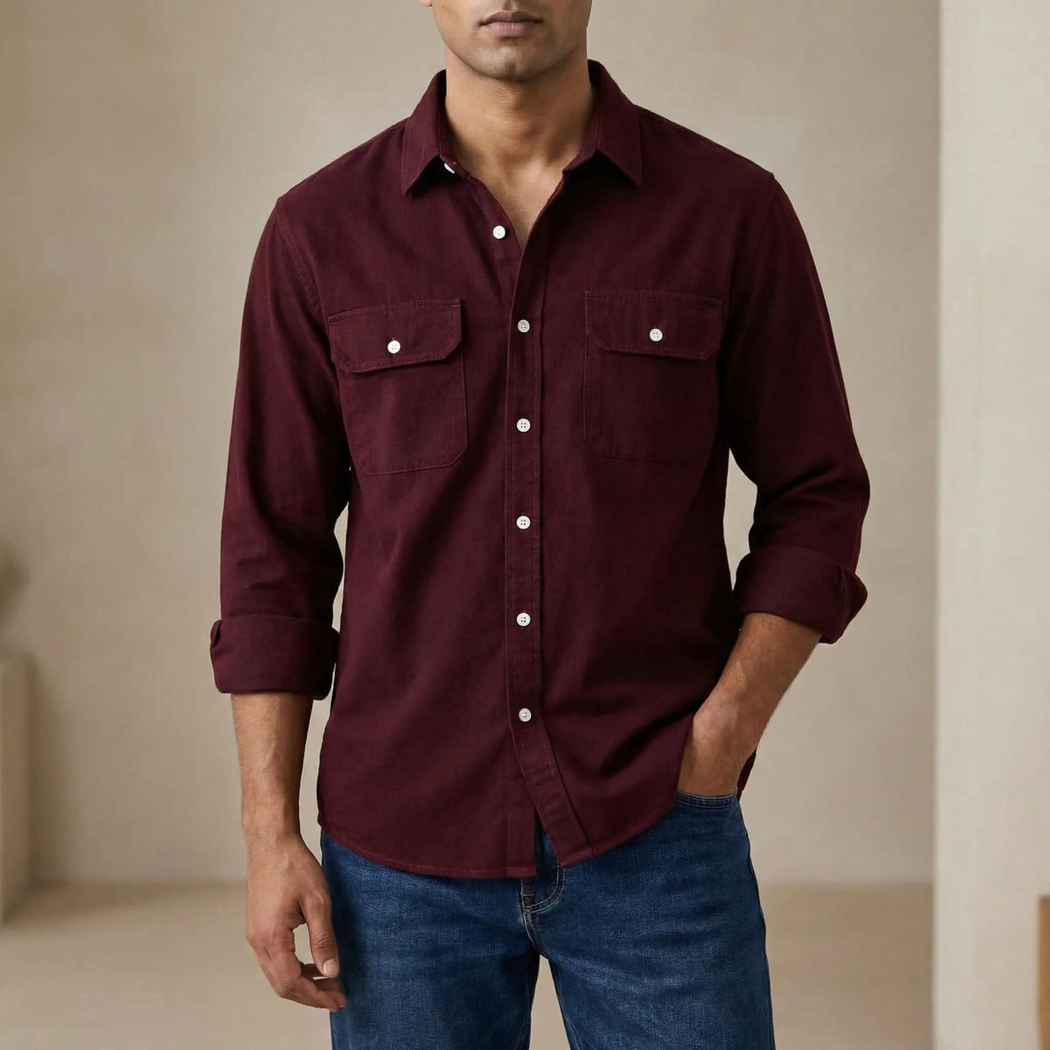 Full sleeves double pocket Shirt