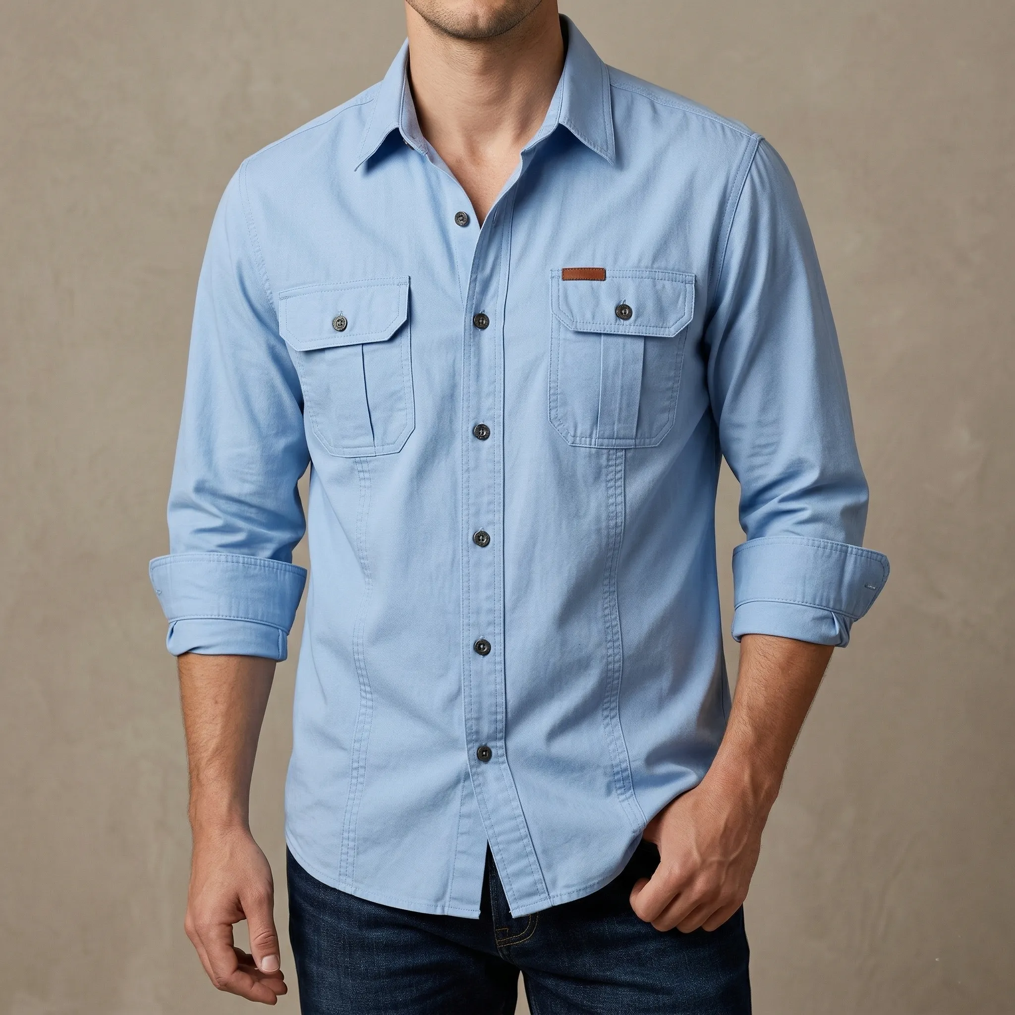 Full sleeves double pocket panel Shirt