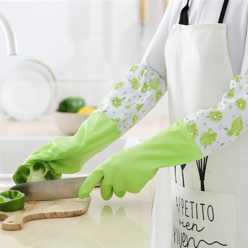 Rubber Cleaning & Kitchen Dishwashing Gloves – Durable, Waterproof & Heat-Resistant Multipurpose Gloves with Non-Slip Grip for Household Cleaning (Multi-Colors)