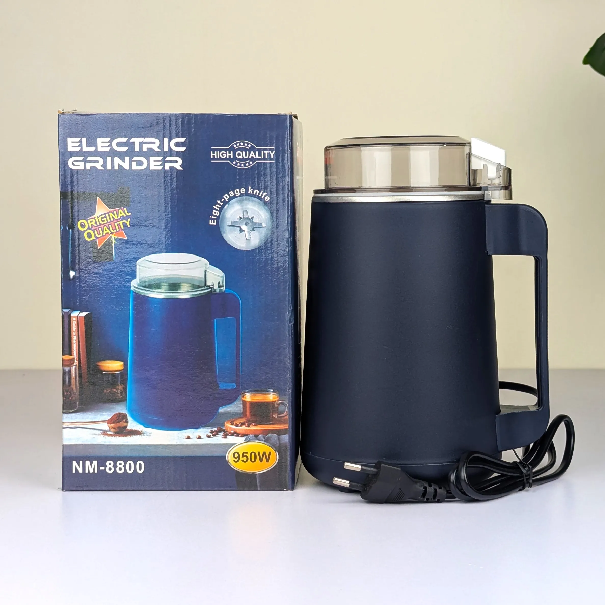 Electric Grinder Machine 950W NM – High-Power Multi-Functional Spice, Coffee Bean & Dry Grain Grinder with 8-Page Sharp Blades