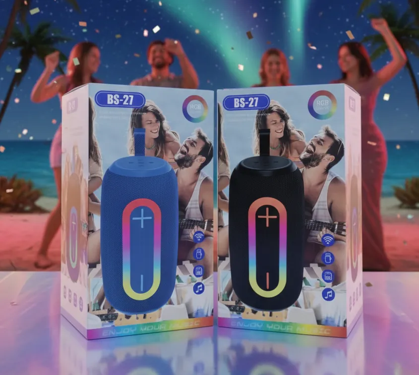 BS-27 RGB Portable Wireless Bluetooth Speaker – Splashproof, USB & TF Card Support