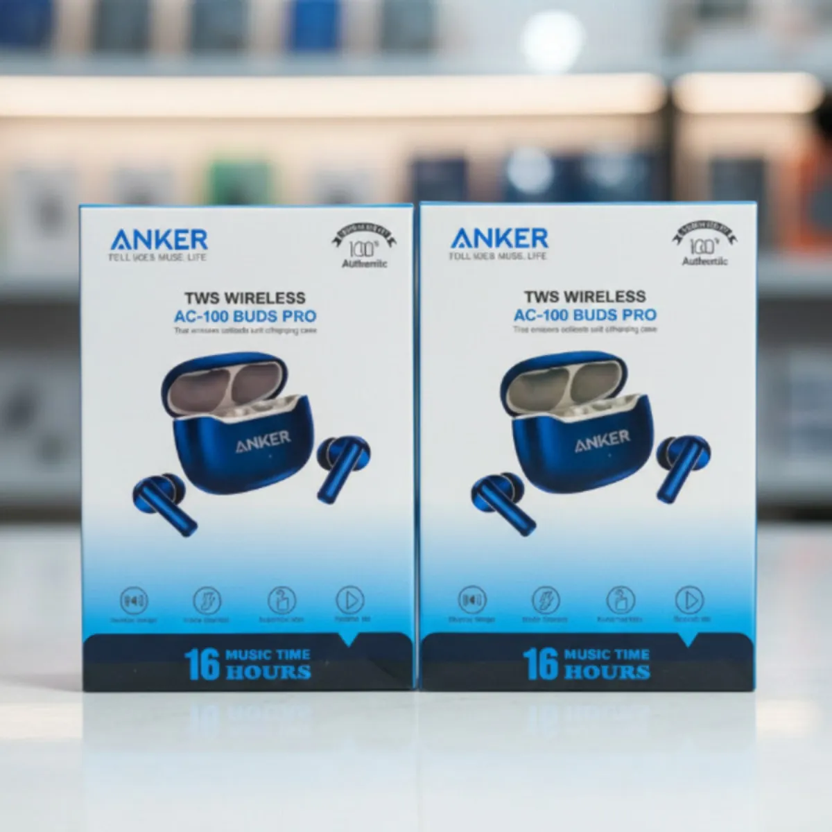 Anker TWS Wireless AC-100 Buds Pro – Hi-Res Audio Certified True Wireless Earbuds with ENC Noise Cancelling Mic, 40mm Drivers, 7H Playtime & 300mAh Case
