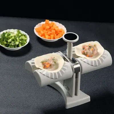 Double Head Automatic Dumpling Maker – Food-Grade ABS Dual-Head Dumpling Press & Momo Making Machine for Ravioli, Wontons & Empanadas