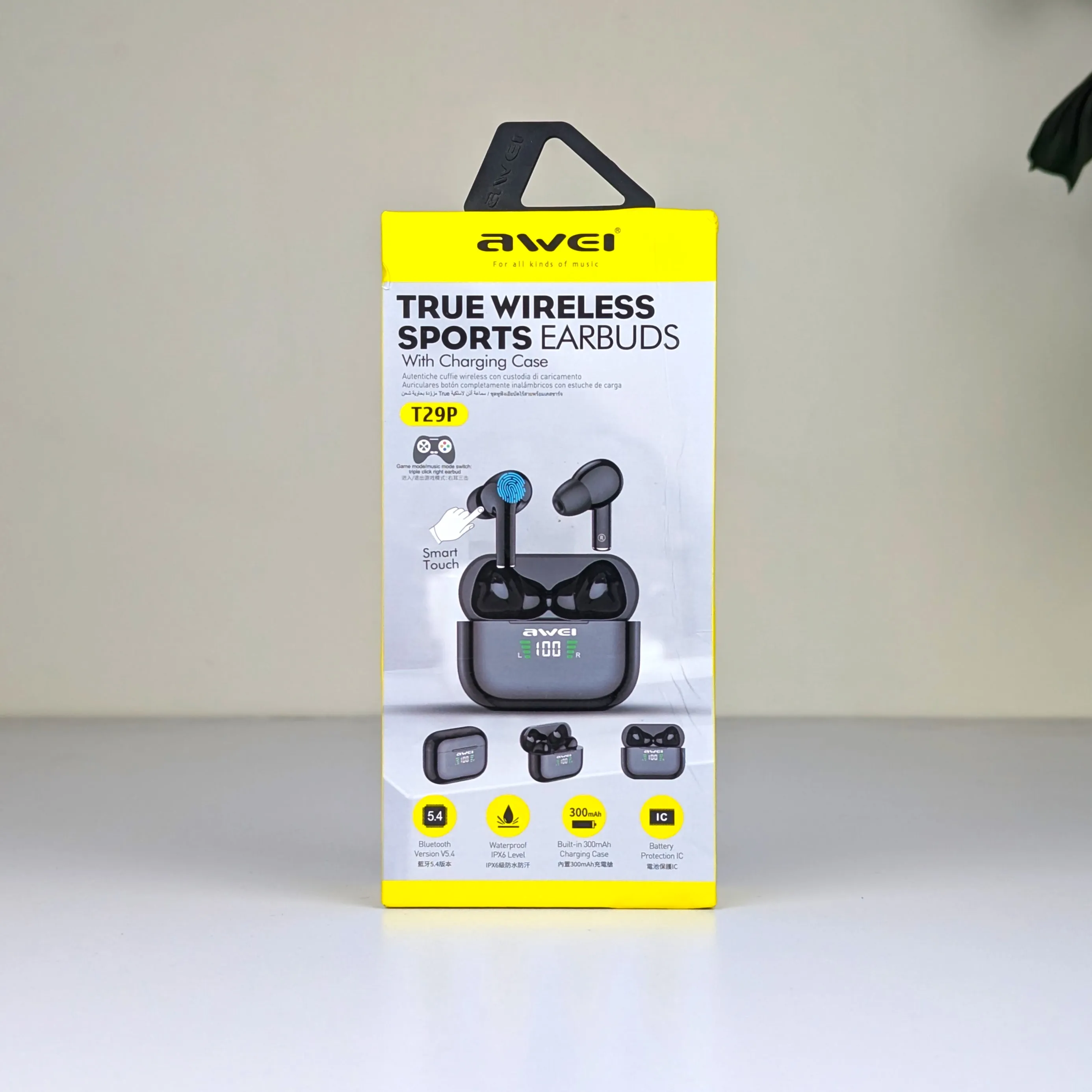 Awei T29P ANC Gaming True Wireless Earbuds – Bluetooth 6.0 Low Latency Earphones with Active Noise Cancellation, LED Charging Display & IPX6 Waterproof