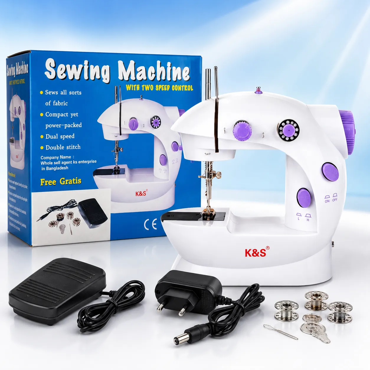 Portable Sewing Machine MLSM-202 | ডাবল স্পিড ও LED লাইট যুক্ত মিনি পোর্টেবল সেলাই মেশিন | Best Mini Sewing Machine for Home Use