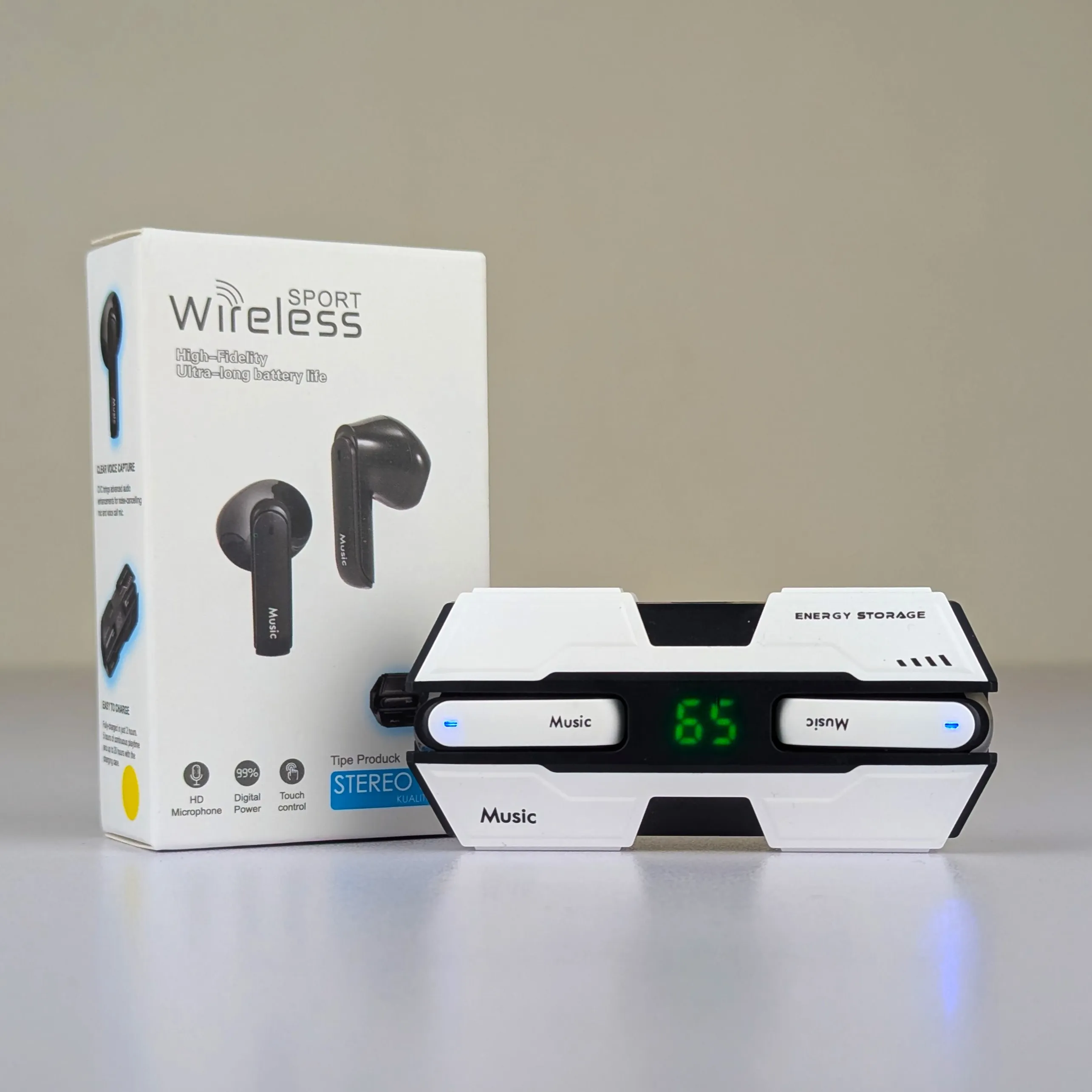 K8 Sport True Wireless Earbuds – In-Ear Bluetooth Earphones with Deep Bass, Touch Control, LED Digital Display & Secure Fit for Gym & Sports