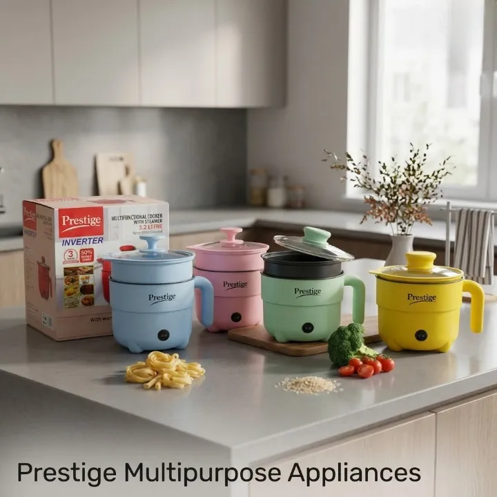 Prestige 3.2L Multifunctional Electric Cooker – 1500W Energy-Saving Non-Stick Multi Cooker with Steamer Tray for Fry, Curry, Noodles & Steaming