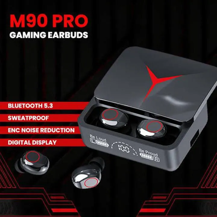 M90 Pro TWS True Wireless Earbuds – Bluetooth 5.3 Earphones with HiFi Stereo Bass, ENC Noise Cancellation & 1200mAh Power Bank Charging Case
