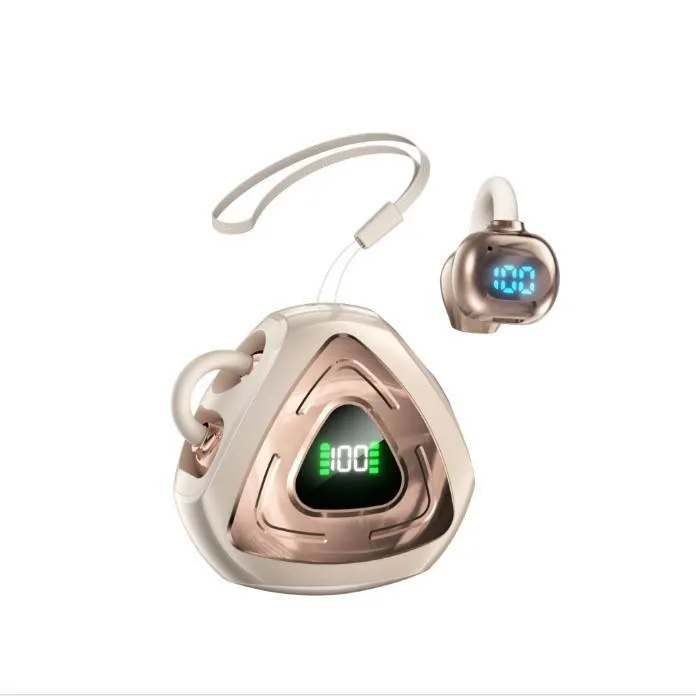J82 Open-Ear Clip-On True Wireless Earbuds – Bluetooth 5.4 TWS Gaming Headphones with Digital LED Display, Low Latency & IPX4 Waterproof