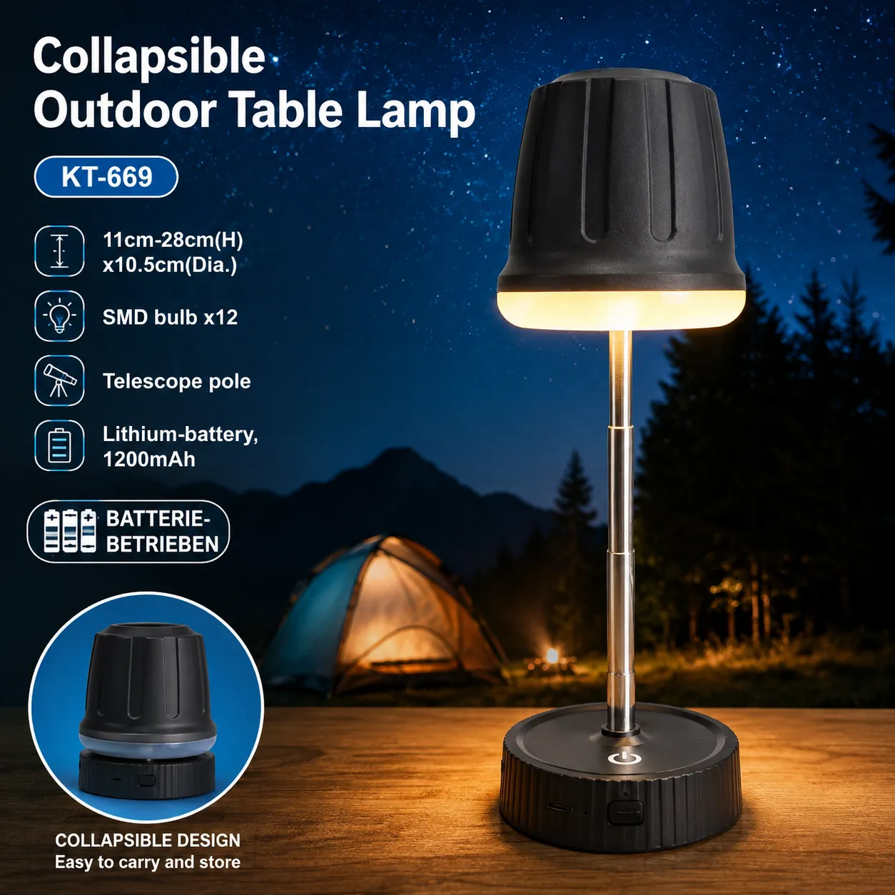 Collapsible Outdoor Table Lamp